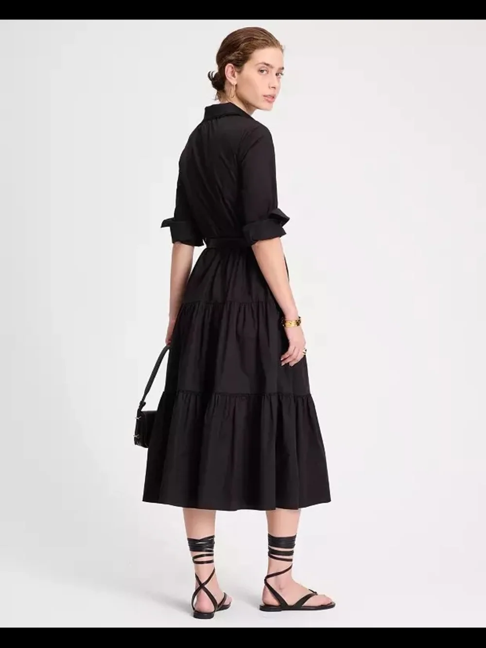 NWT Kate Spade Black Tiered Button-Front Midi Dress